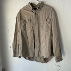 Dry-Duck Button Down Shirt Mens Large L Beige Long Sleeve‎ Casual Workwear